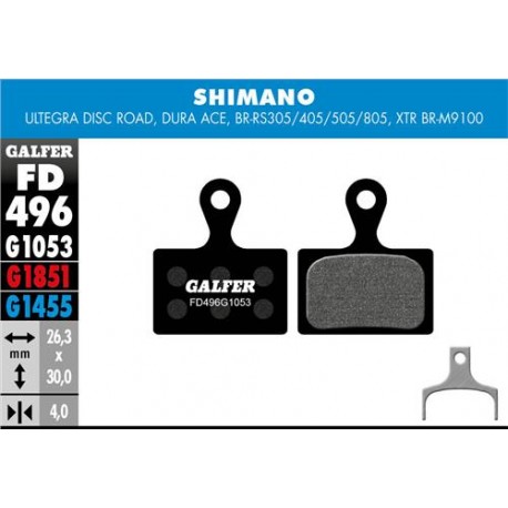 Pastillas Freno Galfer Standard Shimano Ultegra Disc, Dura-Ace, BRRS305,RS405,RS805, XTR BRM9100 (2p)