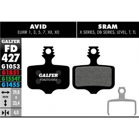 Pastillas Freno Galfer Standard Avid/Sram Elixir 1,3,5,7 XX, X0 / DB, Level, T,TL