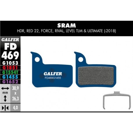 Pastillas Freno Galfer Road Sram HDR, Red 22, Force, Rival, Level TLM & Ultimate