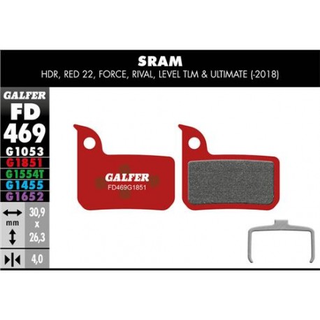 Pastillas Freno Galfer Advanced Sram HDR, Red 22, Force, Rival, Level TLM & Ultimate